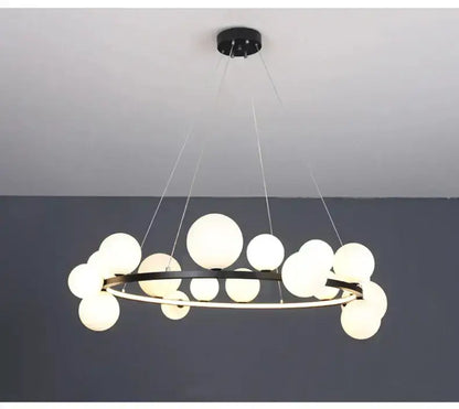 Chandelier Modern black clear glass bubble LED ring with globe clusters by Decorbites on Tampa Home & Garden Store