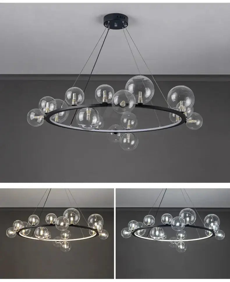 Chandelier Modern black clear glass bubble LED chandelier by Decorbites for dining room on Tampa Home & Garden Store