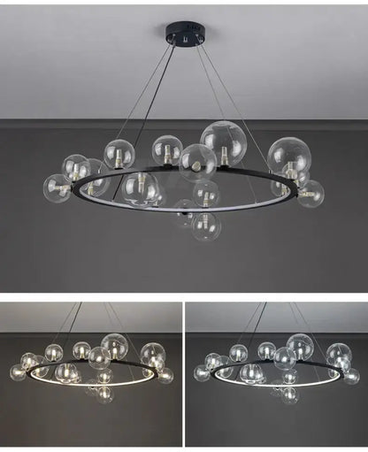 Chandelier Modern black clear glass bubble LED chandelier by Decorbites for dining room on Tampa Home & Garden Store