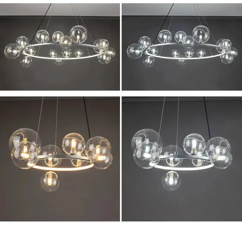 Chandelier Decorbites modern black clear glass bubble LED dining light with circular ring on Tampa Home & Garden Store