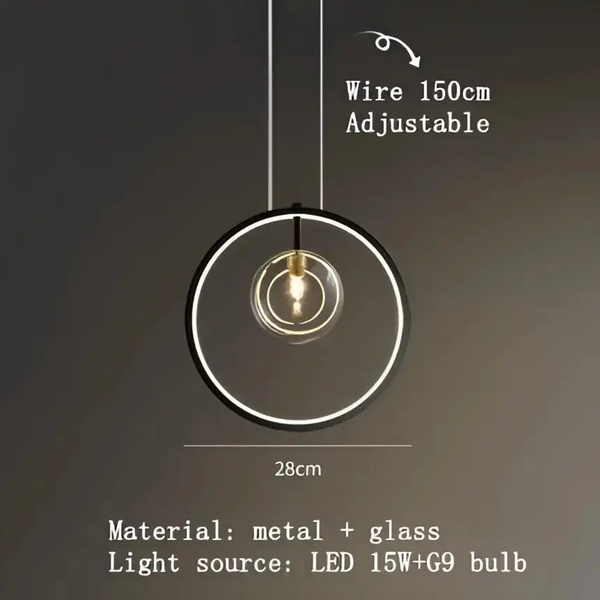 Chandelier Modern black circular glass bubble LED pendant, 28cm dia, Decorbites on Tampa Home & Garden Store