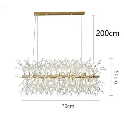 Chandelier Decorbites modern gold branch LED with crystal accents for living room, 70cm wide 50cm tall on Tampa Home & Garden Store