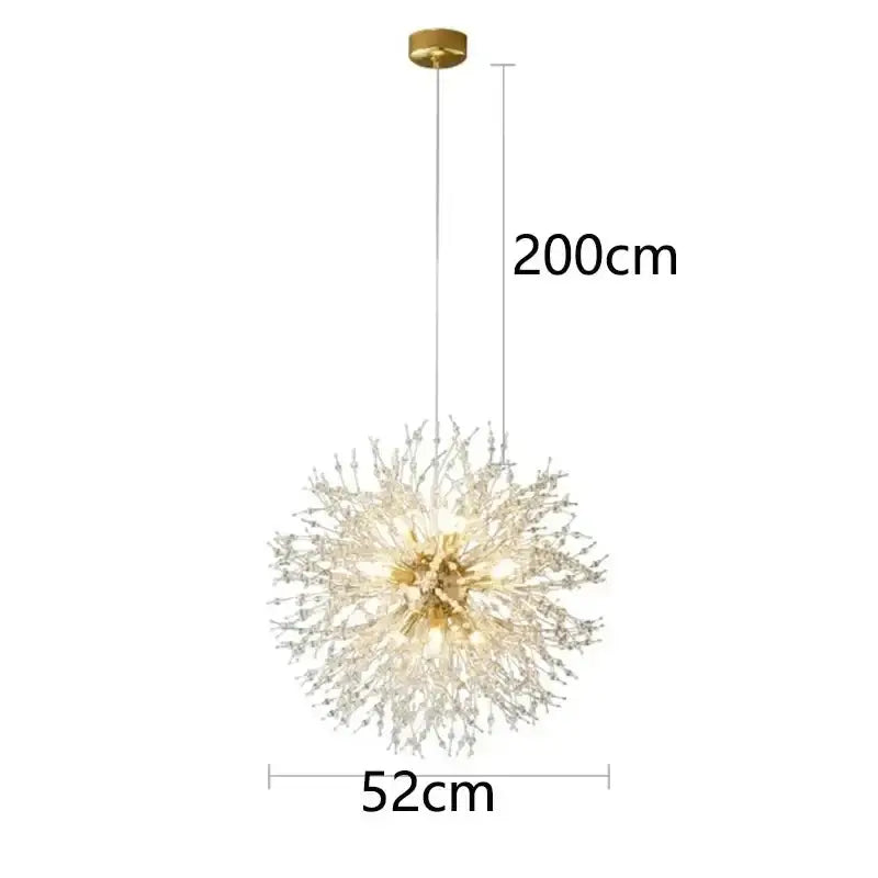 Chandelier Decorbites gold branch LED pendant crystal chandelier, 52 cm wide, 200 cm drop on Tampa Home & Garden Store