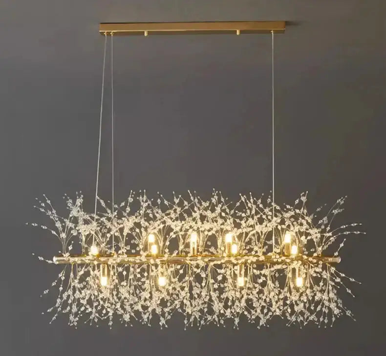 Chandelier Decorbites modern gold branch LED pendant with crystal branches and multiple bulbs on Tampa Home & Garden Store