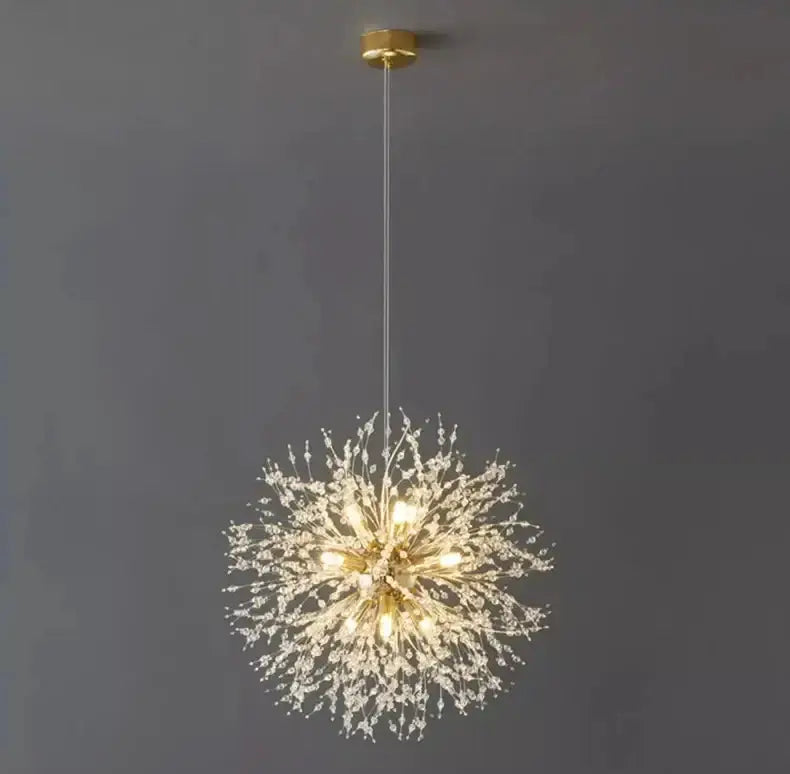 Chandelier Modern gold branch LED pendant with crystal starburst, Decorbites on Tampa Home & Garden Store