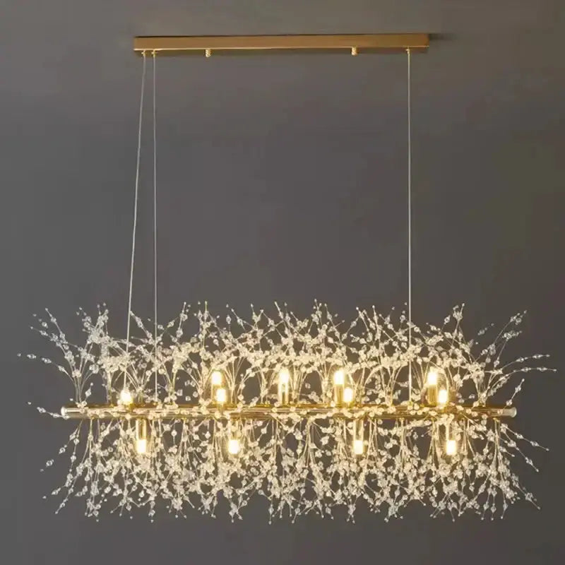 Chandelier modern gold branch LED pendant with crystal accents by Decorbites on Tampa Home & Garden Store