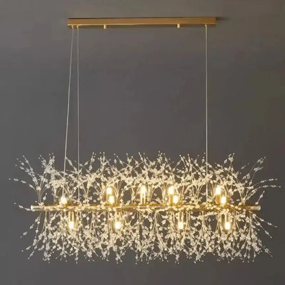 Chandelier modern gold branch LED pendant with crystal accents by Decorbites on Tampa Home & Garden Store