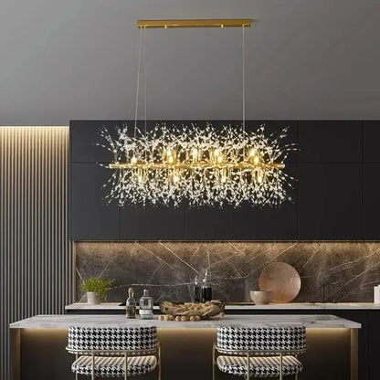 Chandelier Decorbites modern gold branch LED pendant with crystal accents for living room on Tampa Home & Garden Store