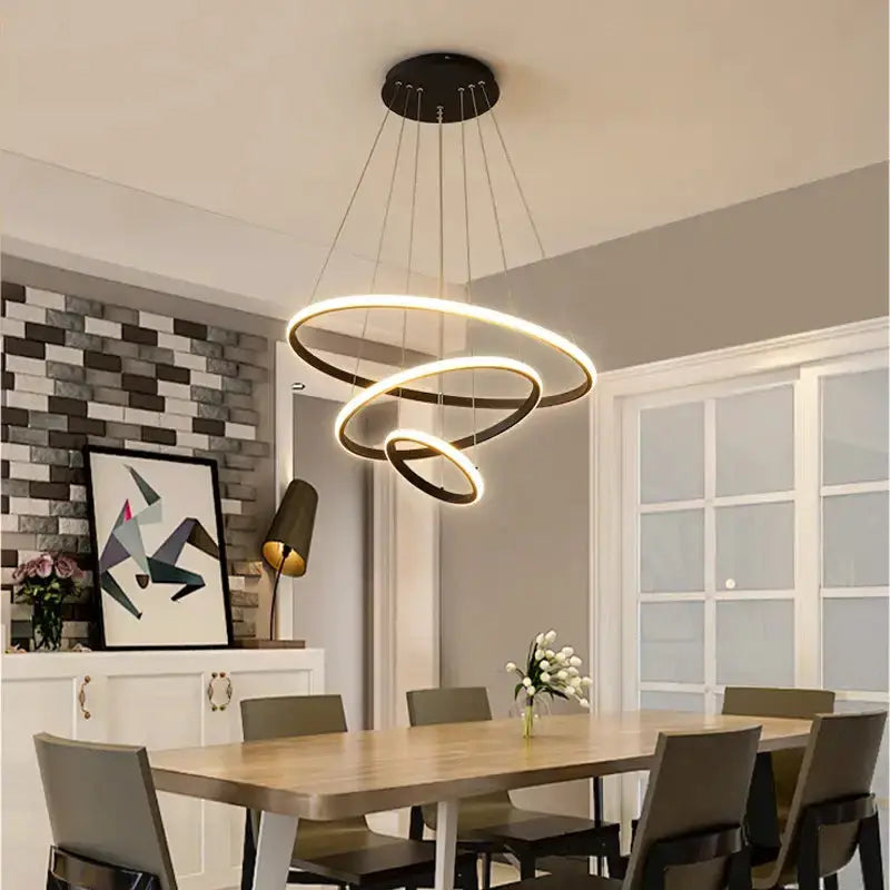 Modern Black Spiral LED Pendant Lamp for Dining