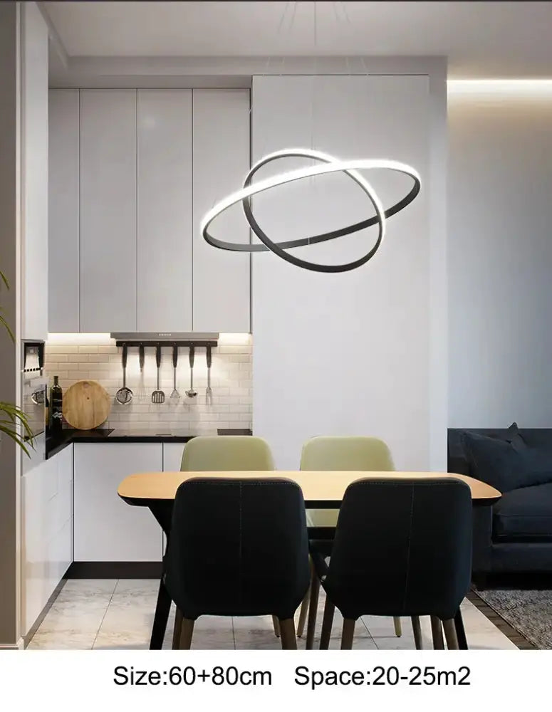 Modern Black Spiral LED Pendant Lamp for Dining