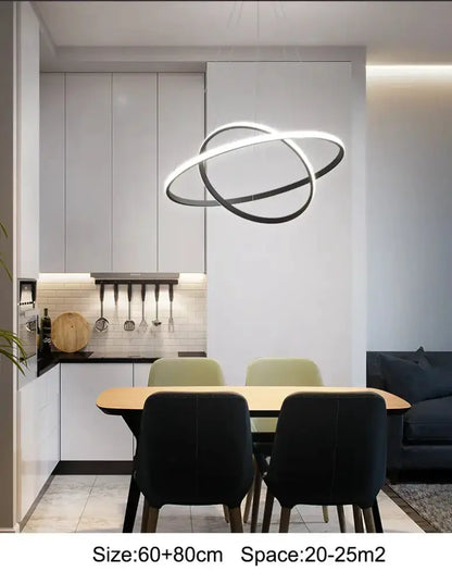 Modern Black Spiral LED Pendant Lamp for Dining