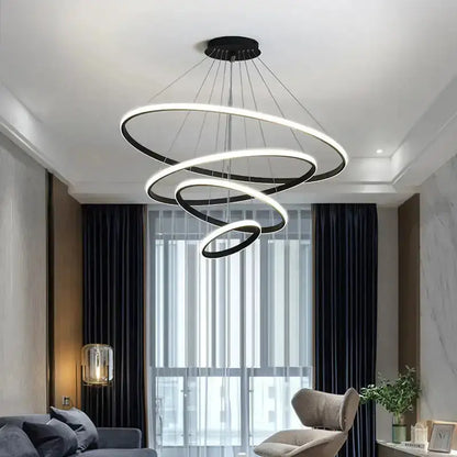 Modern Black Spiral LED Pendant Lamp for Dining