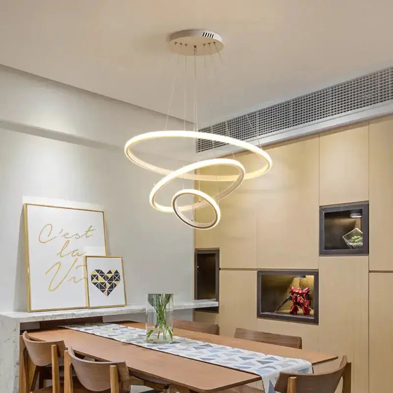 Modern Gold Spiral LED Pendant Lamp for Dining