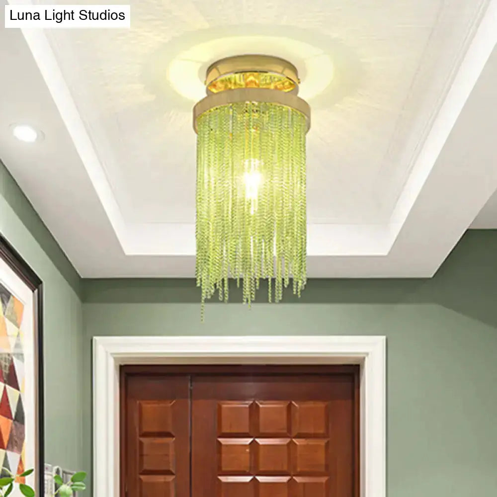 Modern Chrome Crystal Semi Flush Mount Lamp