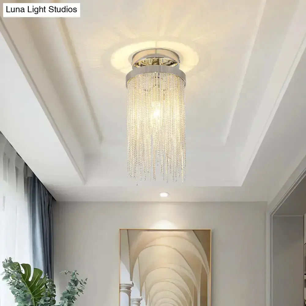 Modern Chrome Crystal Semi Flush Mount Lamp