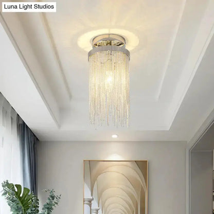 Modern Chrome Crystal Semi Flush Mount Lamp