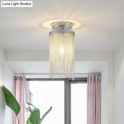Modern Chrome Crystal Semi Flush Mount Lamp
