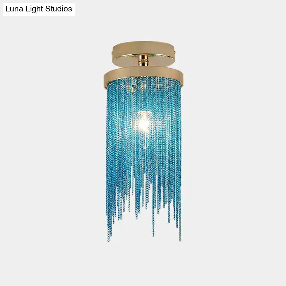 Modern Chrome Crystal Semi Flush Mount Lamp