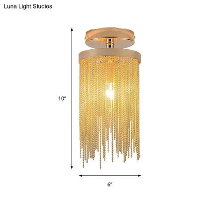Modern Chrome Crystal Semi Flush Mount Lamp