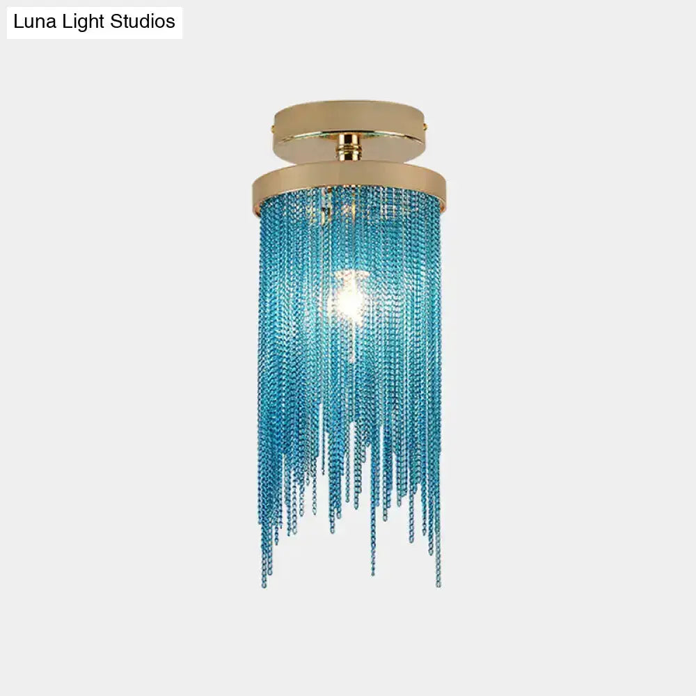 Modern Chrome Crystal Semi Flush Mount Lamp