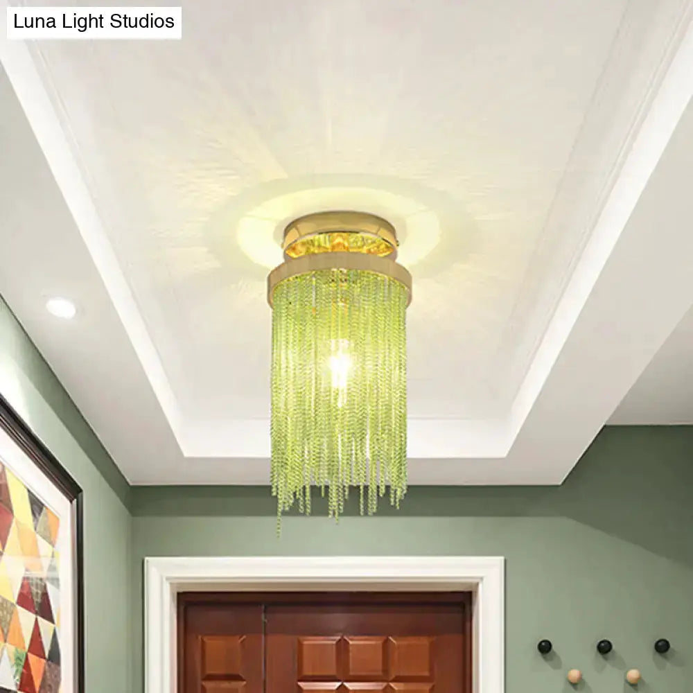 Modern Chrome Crystal Semi Flush Mount Lamp