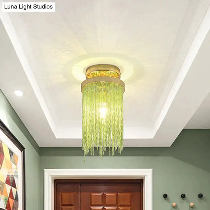 Modern Chrome Crystal Semi Flush Mount Lamp