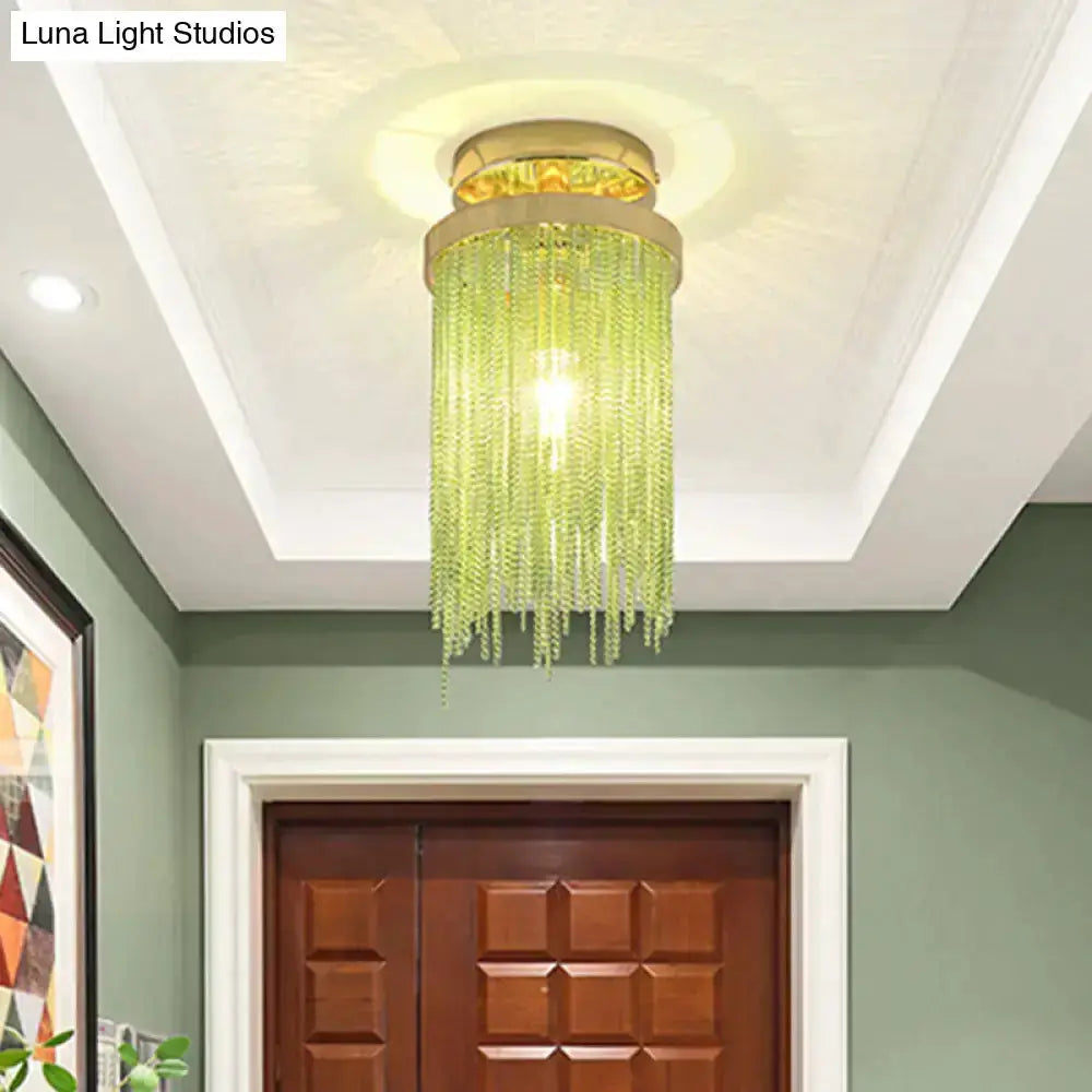 Modern Chrome Crystal Semi Flush Mount Lamp
