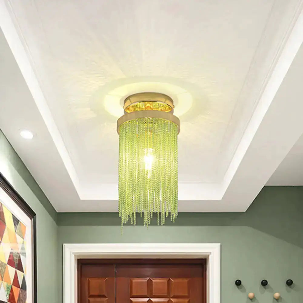 Modern Chrome Crystal Semi Flush Mount Lamp