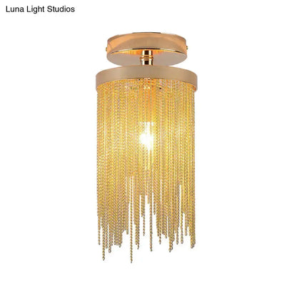 Modern Chrome Crystal Semi Flush Mount Lamp
