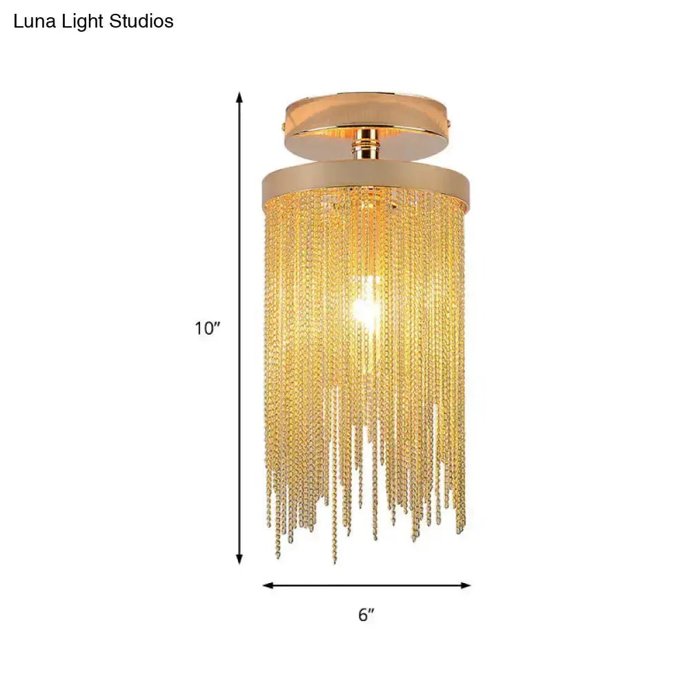 Modern Chrome Crystal Semi Flush Mount Lamp