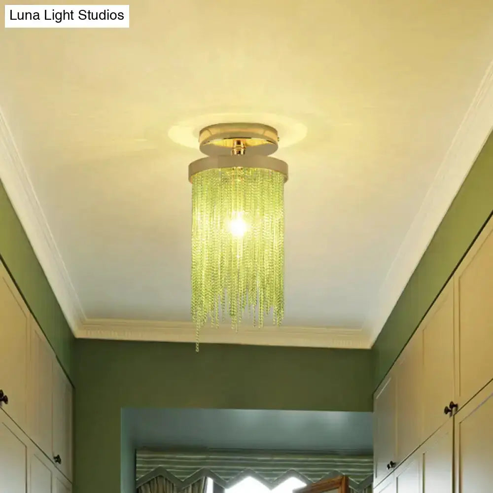 Modern Chrome Crystal Semi Flush Mount Lamp