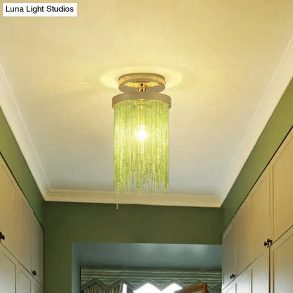 Modern Chrome Crystal Semi Flush Mount Lamp