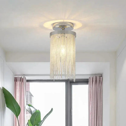 Modern Chrome Crystal Semi Flush Mount Lamp