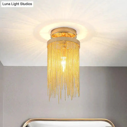 Modern Chrome Crystal Semi Flush Mount Lamp