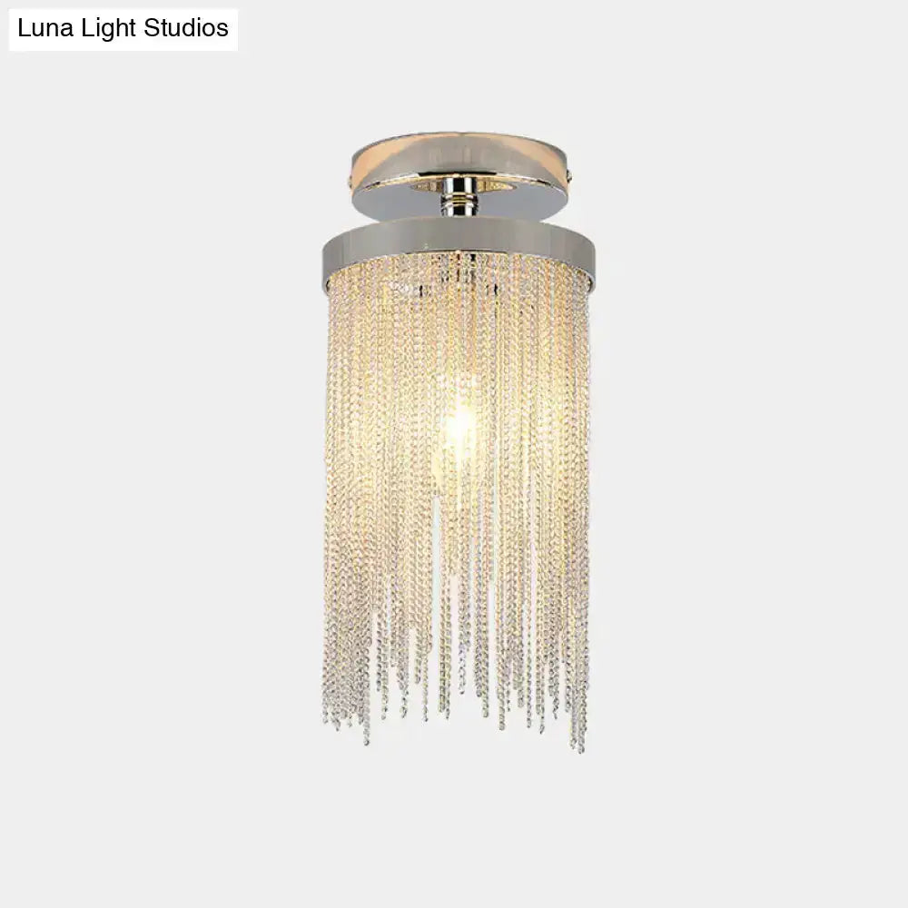 Modern Chrome Crystal Semi Flush Mount Lamp