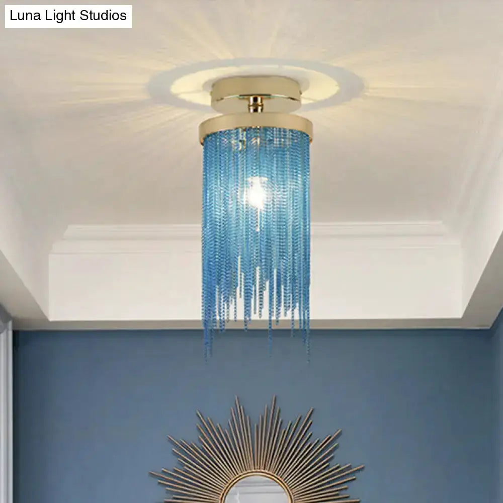 Modern Chrome Crystal Semi Flush Mount Lamp