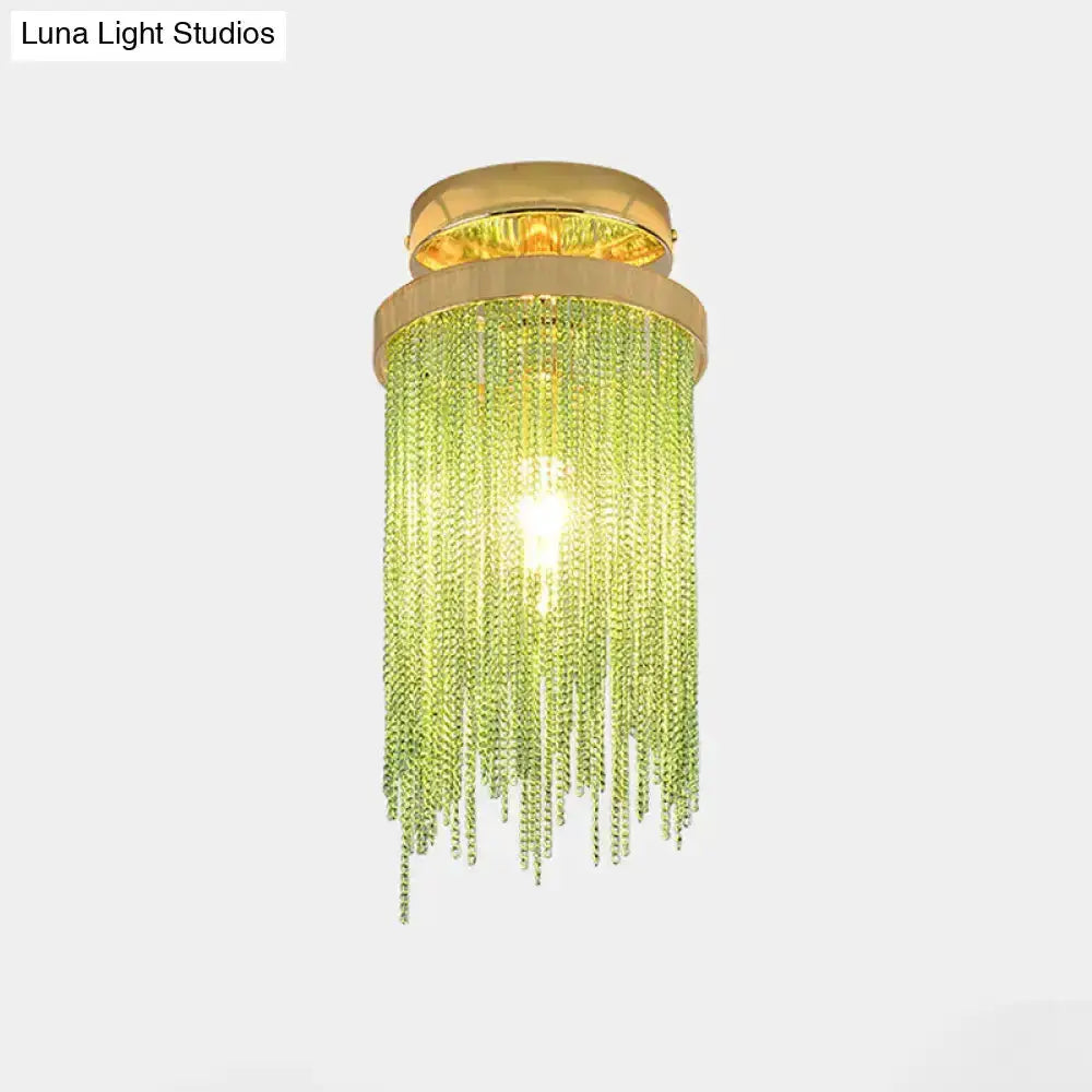 Modern Chrome Crystal Semi Flush Mount Lamp