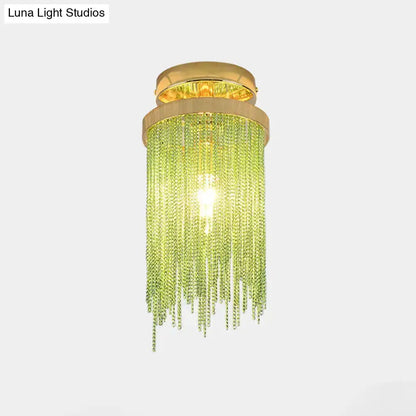 Modern Chrome Crystal Semi Flush Mount Lamp