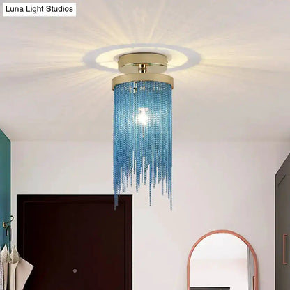 Modern Chrome Crystal Semi Flush Mount Lamp