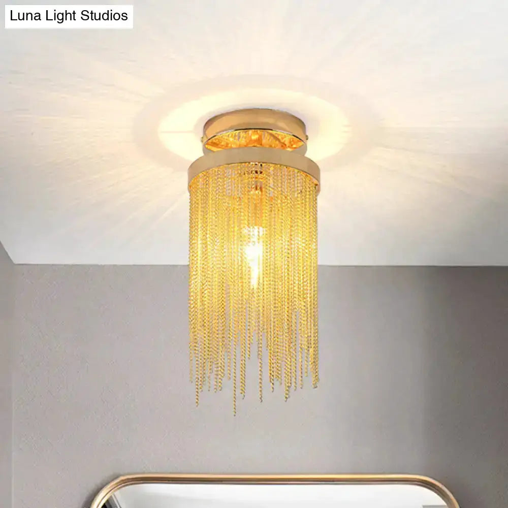 Modern Chrome Crystal Semi Flush Mount Lamp