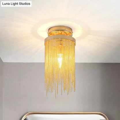 Modern Chrome Crystal Semi Flush Mount Lamp