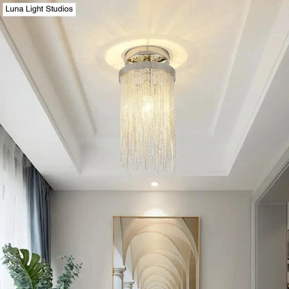 Modern Chrome Crystal Semi Flush Mount Lamp