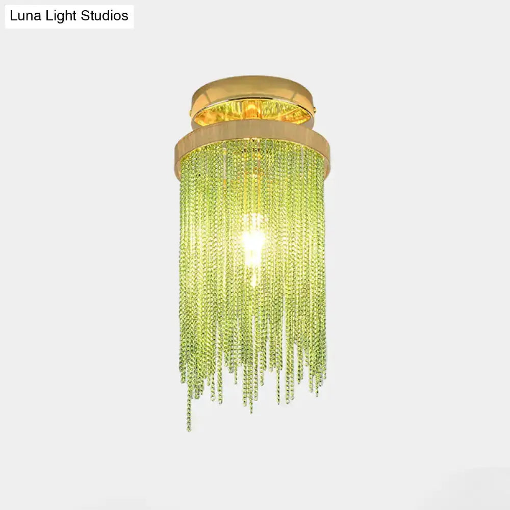 Modern Chrome Crystal Semi Flush Mount Lamp