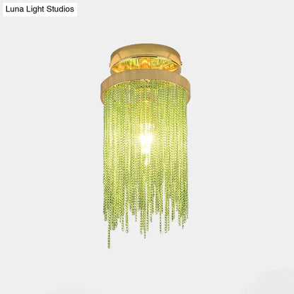 Modern Chrome Crystal Semi Flush Mount Lamp