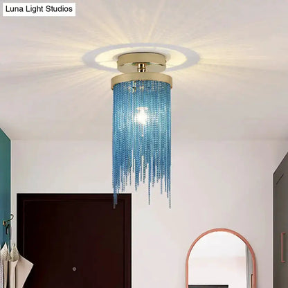 Modern Chrome Crystal Semi Flush Mount Lamp