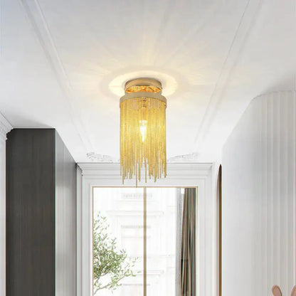 Modern Chrome Crystal Semi Flush Mount Lamp