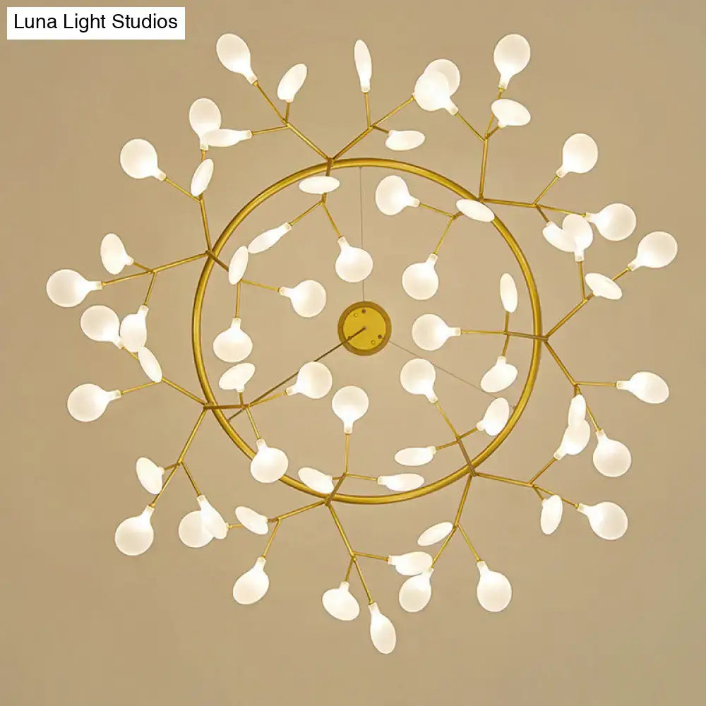 Decorbites Gold LED Dining Chandelier with round gold canopy and branched LED bulbs on Tampa Home & Garden Store