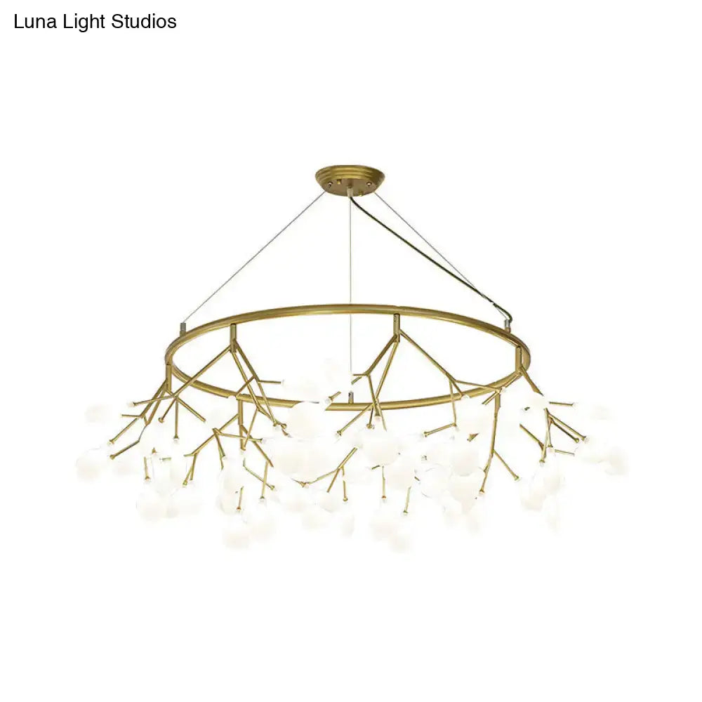 Gold LED dining chandelier with round canopy and branch-like arms Decorbites 45-81 lights on Tampa Home & Garden Store