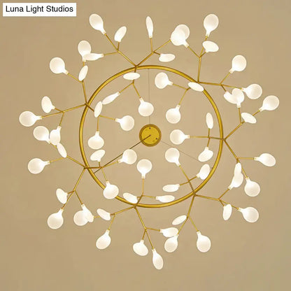 Gold LED Dining Chandelier by Decorbites with round canopy and branching arms, 45-81 lights on Tampa Home & Garden Store