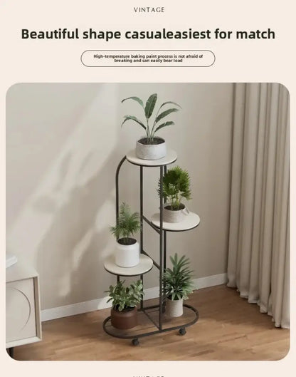 Modern gold 5 tier plant stand with wheels living room flower rack